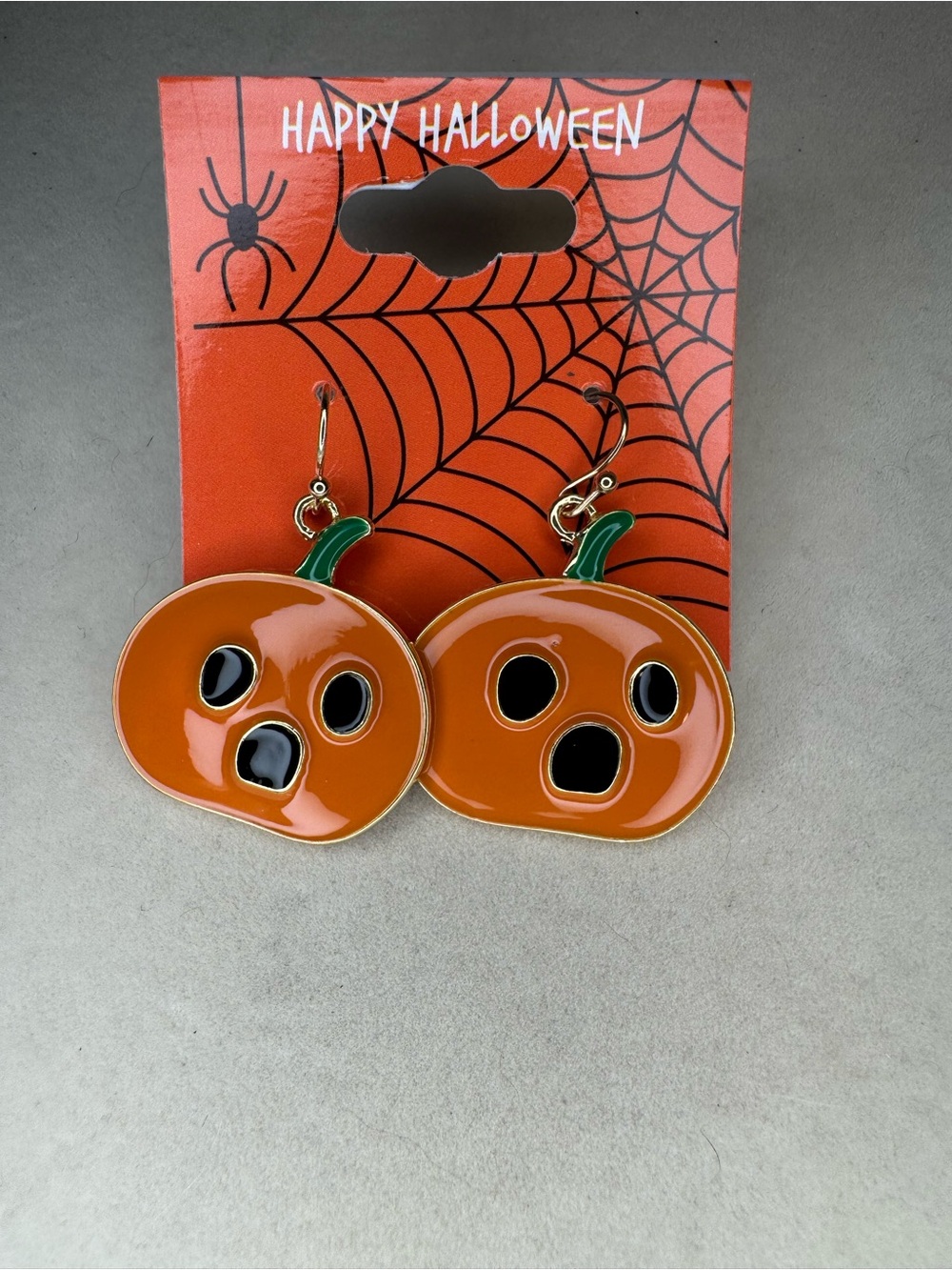 New Halloween Pumpkin Dangle Earrings - Orange